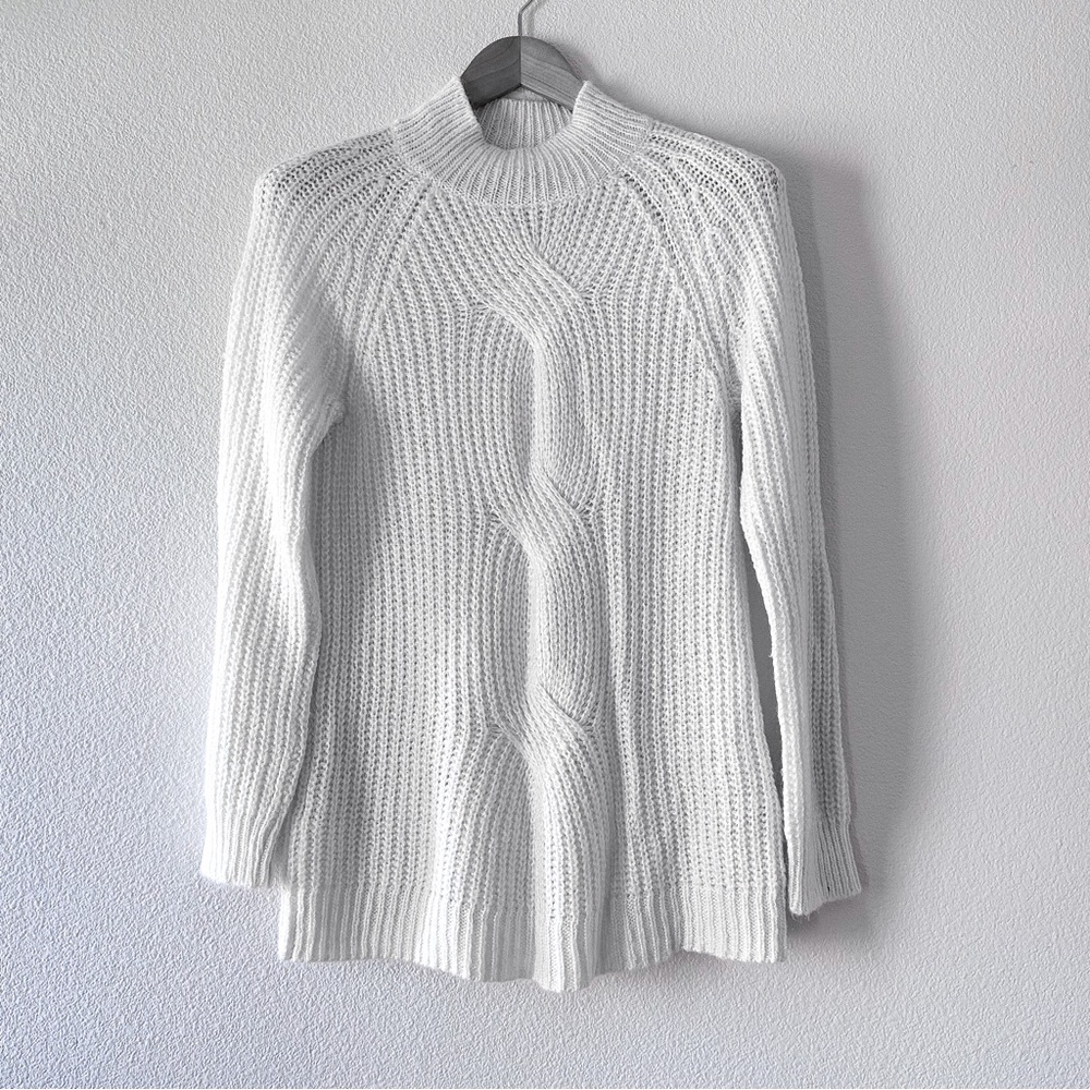 Calvin Klein - Women’s Pullover Knit Sweater Hi-Lo Turtleneck (Ivory)